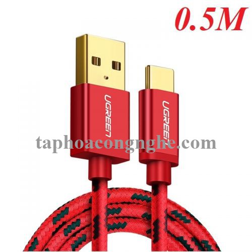 Ugreen 40483 0.5M màu đỏ Cáp sạc USB TypeC cao cấp US250 30040483